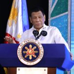 PRRD, Duterte smiles as he deliver his speech