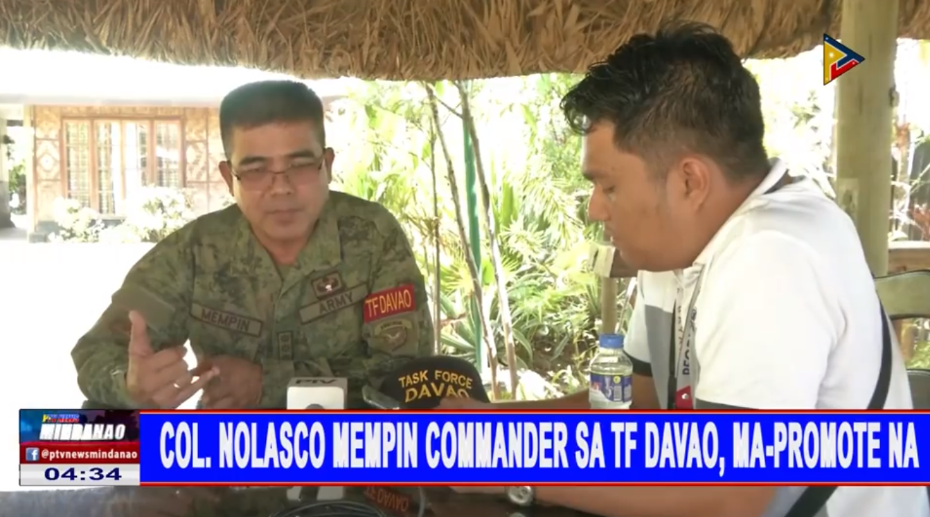 Col Nolasco Mempin Commander sa TF Davao, ma-promote na - PTV News