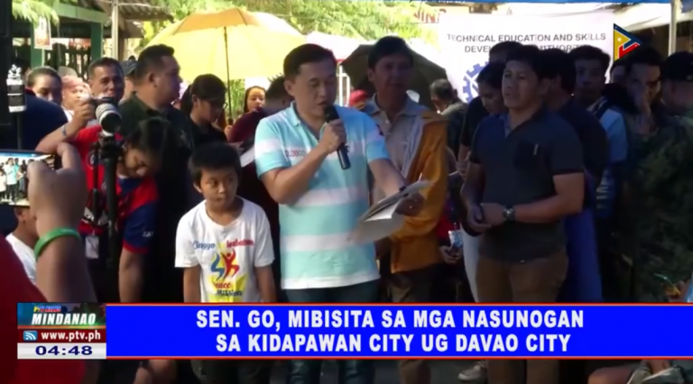 Sen. Go, mibisita sa mga nasunogan sa Kidapawan City og Davao City