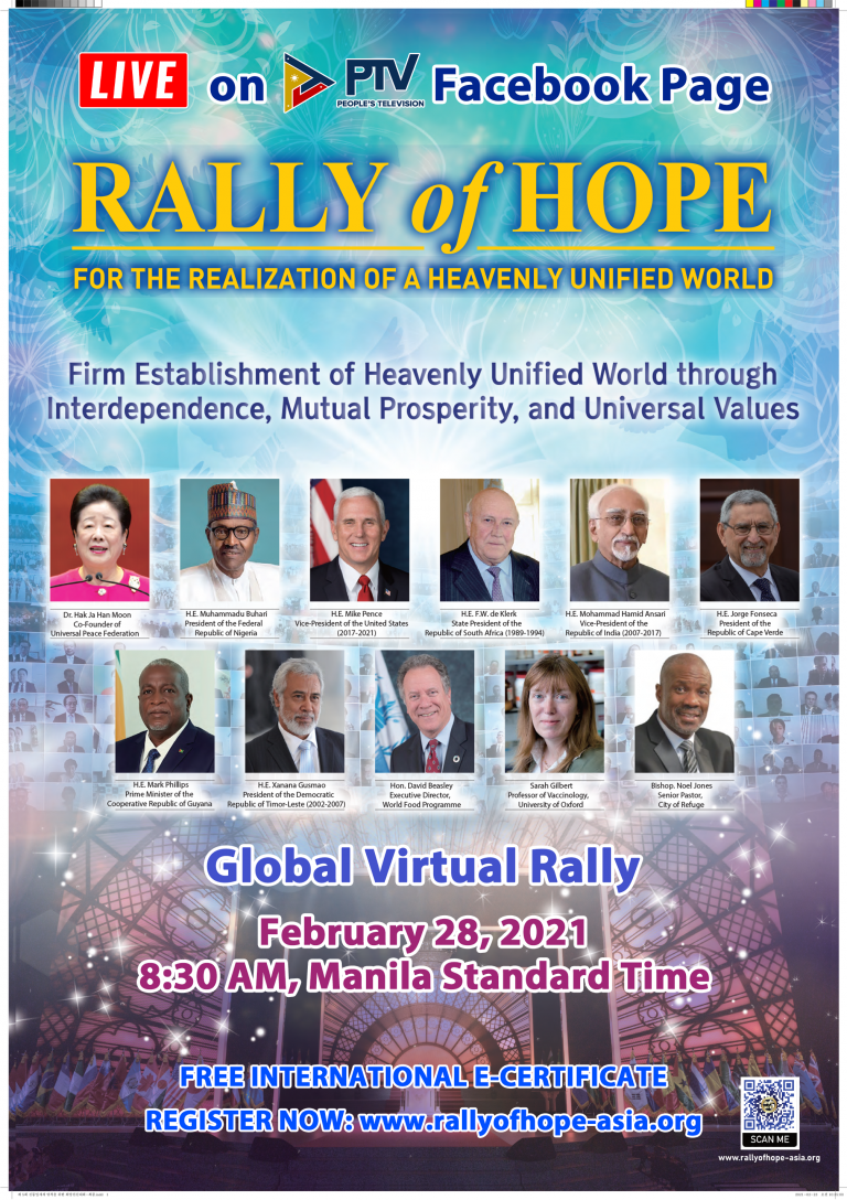 From Pandemic to Peace: World Leaders to Join 1 Million+ Global Participants for 5th Rally of Hope Online