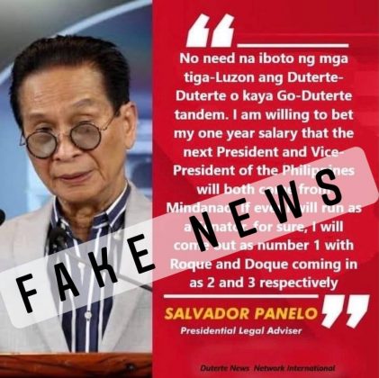 Statement of Chief Presidential Legal Counsel Salvador S. Panelo on
