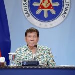 President Rodrigo Roa Duterte talks to the people after holding a meeting with the Inter-Agency Task Force on the Emerging Infectious Diseases (IATF-EID) core members at the Malacañang Golf (Malago) Clubhouse in Malacañang Park, Manila on April 19, 2021. KING RODRIGUEZ PRESIDENTIAL PHOTO