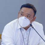 Presidential Spokesperson Herminio “Harry” Roque Jr. listens to President Rodrigo Roa Duterte during the meeting with the Inter-Agency Task Force on the Emerging Infectious Diseases (IATF-EID) core members at the Arcadia Active Lifestyle Center in Matina, Davao City on June 21, 2021. JOEY DALUMPINES/ PRESIDENTIAL PHOTO