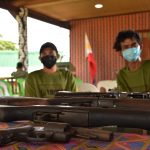The confiscated firearms from the four Abu Sayyaf Group (ASG) members who formally surrendered to military units in Sulu at the 1101st Infantry Brigade Headquarters in Bud Bayug, Barangay Samak, Talipao. (Photo from 11th Infantry “Alakdan” Division Facebook page)