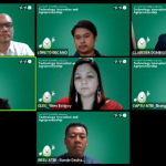 (Left to right) Dr. Pablo J. Rafael, Jr., Project Leader of CLSU-ATBI; Mr. Loreto M. Decano, SKSU-ATBI incubatee; Dr. Clariassa Yvonne J. Domingo, CLSU-ATBI incubatee; Engr. Efren G. Linan, Project Leader of CapSU-ATBI; (Host) Ms. Maria Adrielle S. Estigoy, Project Leader of the ATBI Media Campaign; Ms. Nieva de la Torre, CapSU-ATBI incubatee; and Dr. Rande B. Dechavez, Project Leader of SKSU-ATBI served as the key speakers during the ATBI Media Conference.