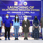 Present during the launching of the solar-powered irrigation systems project in Taraka, Lanao del Sur were (from left) Taraka Vice Mayor Atty. Odin Sumagayan; MinDA Chairman Emmanuel F. Pinol; DBP Director Jeannie N. Sandoval; Taraka Mayor Nashiba G. Sumagayan; BARMM Deputy Minister for Agriculture, Fisheries and Agrarian Reform Ammal D. Solaiman; and DBP President and Chief Executive Officer Emmanuel G. Herbosa. (Photo courtesy of DBP)