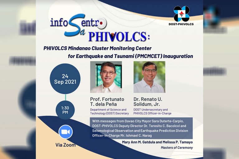 DOST-PHIVOLCS inaugurating first Cluster Monitoring Center for Earthquake and Tsunami on Sept. 24