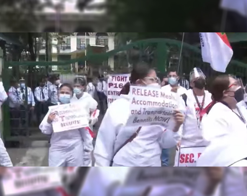 Health workers rally, call on DOH to release SRA, other benefits - PTV News