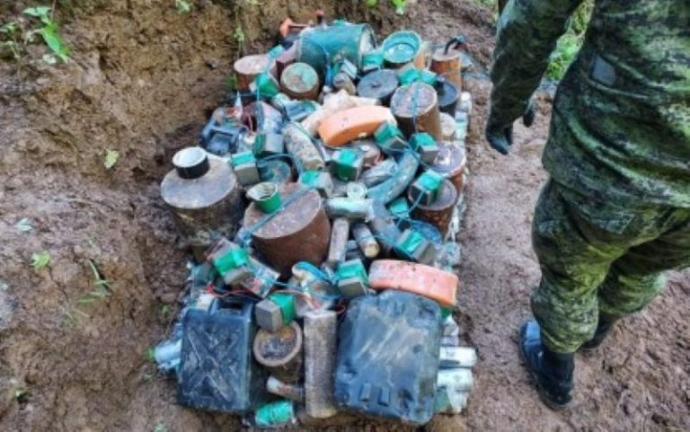 DISPOSED. A total of 77 assorted improvised explosive devices purposely made as anti-personnel landmines (APMs) seized from communist terrorist groups were safely detonated in Barangay Tignapoloan, Cagayan de Oro City on Oct. 1. Maj. Gen. Romeo S. Brawner, Jr., 4ID commander, said the recent disposal of the APMs was made to ensure that they will not be used anymore since it is strictly prohibited and a clear violation of the International Humanitarian Law and the Ottawa Treaty. (4ID photo)