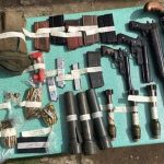 The seized guns and bullets from village chief Wilfredo Dueñas of Liwan Sur, Enrile town in Cagayan province on Friday (Nov. 12, 2021). Lt. Col. Efren Fernandez II, the newly installed police spokesperson in Cagayan Valley, said on Sunday (Nov. 14, 2021) the raid was witnessed by a village councilman. (Photo courtesy of PNP-Enrile)