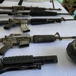 Some of the firearms seized by the military from nine New People’s Army rebels who surrendered in Lupon, Davao Oriental on Nov. 10 and 12, 2021. The Eastern Mindanao Command leadership said they belonged to the New People’s Army Guerrilla Front 18, Sub-Regional Committee-2, Southern Mindanao Regional Committee. (Contributed photo via PNA_)