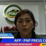 Photo shows a screengrab of Philippine Drug Enforcement Agency in Region 11 (PDEA-11) Director Aileen Lovitos during the Armed Forces of the Philippines-Philippine National Police Press Corps virtual conference on Wednesday (Nov. 10, 2021). Lovitos said they have been conducting surveillance on the 17 individuals arrested for quite some time now, and that former Davao City Information Office head Jefry Tupas happened to be not one of them. (Screengrab courtesy of AFP-PNP Press Corps via PNA)