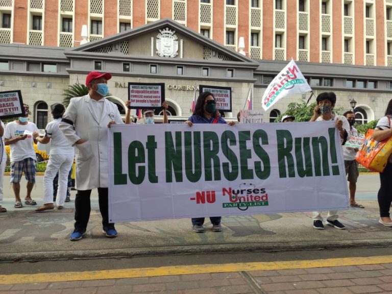 Nurses United Partylist hold rally at Comelec, demand inclusion in the official list
