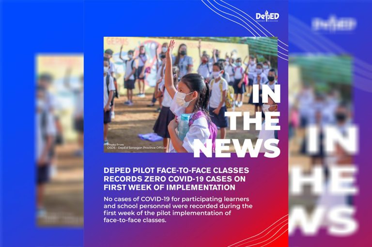 DepEd pilot face-to-face classes records zero COVID-19 cases on first week of implementation