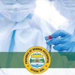 Province of Negros Occidental official seal over a photo of laboratory workers. (Photo courtesy of PIO Negros Occidental)