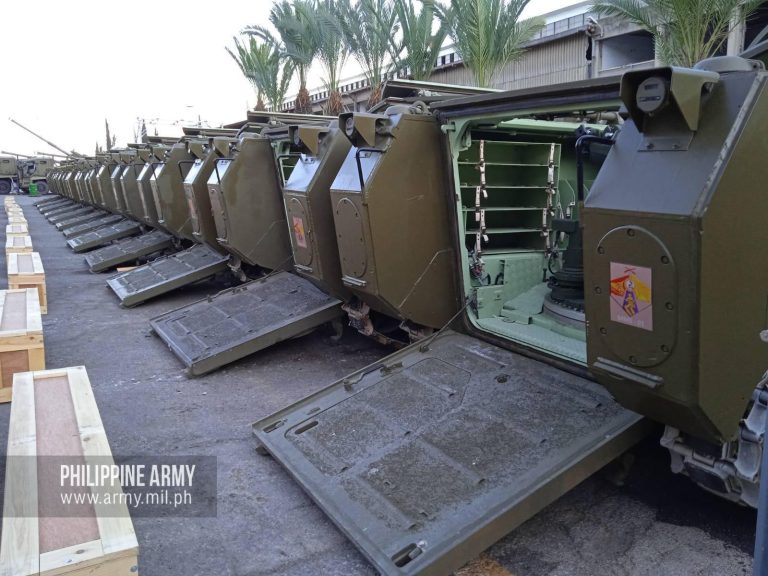 The Philippine Army's brand-new armored mortar carriers (AMCs) acquired from Israeli firm Elbit Systems. The Army said on Monday (Jan. 10, 2022) these AMCs are set to undergo technical inspection scheduled in the first quarter of the year before they can be accepted and deployed to Army field units. :Photo courtesy of Philippine Army Facebook page]