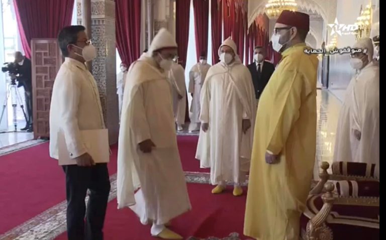 Ambassador Leslie Baja being received by His Majesty King Mohammed VI at the Royal Palace in Rabat on Jan. 17, [photo credit: Philippine Embassy in Morocco Facebook]