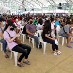 Quezon City residents and workers wait for their turn for booster shots at the Quezon Memorial Circle on Saturday (Jan. 15, 2022). The Department of Health allows the administration of booster jabs three months after the second primary dose and two months after the single-shot Janssen vaccine. (PNA photo by Rico H. Borja)