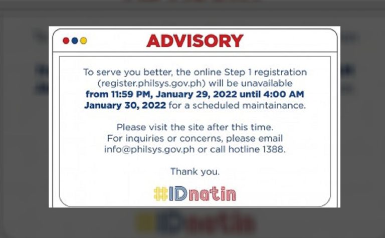 PhilSys website under maintenance Jan. 30