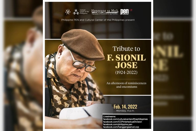 CCP, PH-PEN’s ‘Tribute to F. Sionil Jose’ to be streamed on Feb. 14