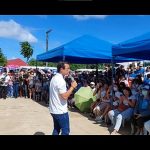 Presidential bet and Manila Mayor Francisco “Isko Moreno” Domagoso delivers a talk in Allen, Northern Samar on Tuesday (Feb. 15, 2022). He wooed voters with his promises of development and his Visayan lineage from both parents. (Photo courtesy of Isko Moreno Domagoso Facebook)