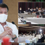 Photos showing President Rodrigo Duterte and other Cabinet members in a meeting. (Photo courtesy of DA)
