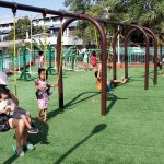 This playground that has swings and seesaws in Barangay H2, Dasmariñas City is frequented by children and adults Tuesday (March 8, 2022). Under the least strict Alert Level 1, the public, including children, is allowed to move and all establishments and activities are allowed to operate at full capacity. (PNA photo by Gil Calinga)