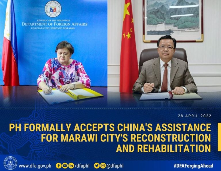 DFA formally accepts China’s assistance for Marawi City