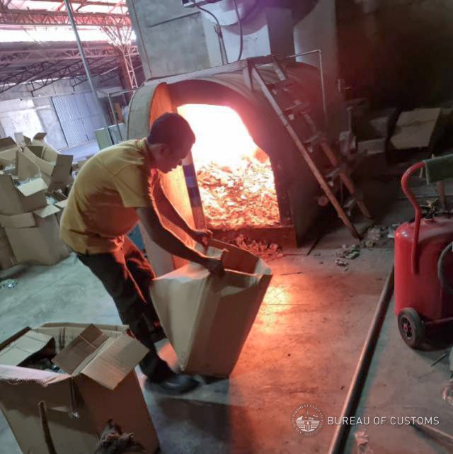 BOC Subic destroys assorted brands of counterfeit cigarettes