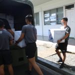 The Armed Forces of the Philippines receives 29 boxes of care packages from the University of the Philippines Cadet Alumni Organization intended for soldiers and school children in the Kalayaan Island Group fronting the West Philippine Sea in Palawan, May 30, 2022. (Photos by TSg Orlando Liwag PAF/PAOAFP)