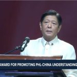 President-elect Ferdinand Marcos Jr. delivers a speech during the awarding ceremony of Award for Promoting Philippines-China Understanding in Makati, June 10, 2022. (Screenshot of PTV live)