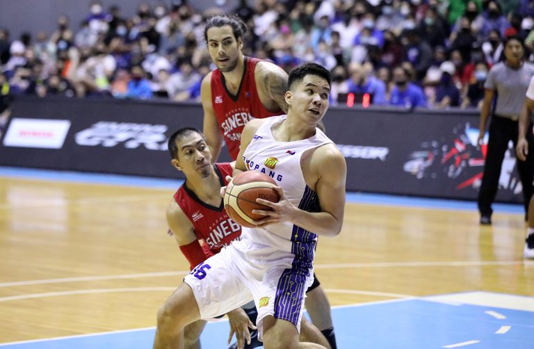 RR Pogoy led TNT Tropang Giga with 30 points on Sunday, July 10, in their win over Barangay Ginebra, 106-92. [photo credit: PBA Images]
