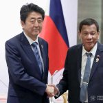 President Rodrigo Roa Duterte and Prime Minister of Japan Shinzo Abe pose for posterity prior to the start of their bilateral meeting at the Impact Exhibition and Convention Center in Nonthaburi, Thailand on November 4, 2019. SIMEON CELI JR./PRESIDENTIAL PHOTO/FILE