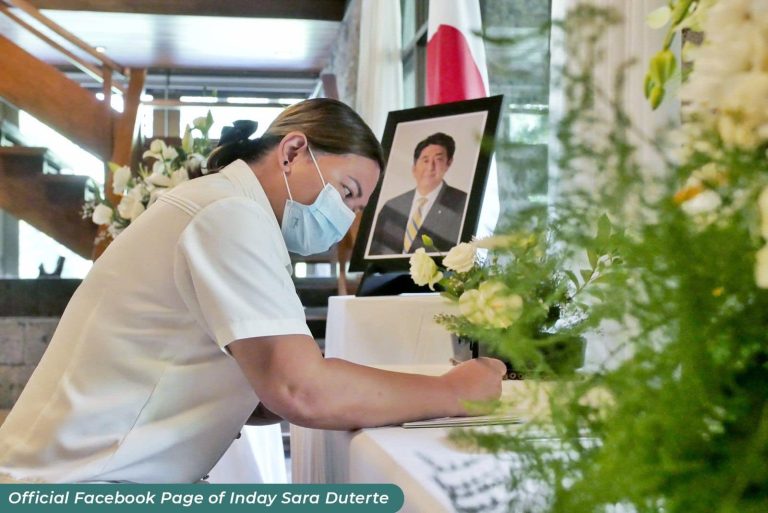 VP Sara pays respect to ex-PM Shinzo Abe