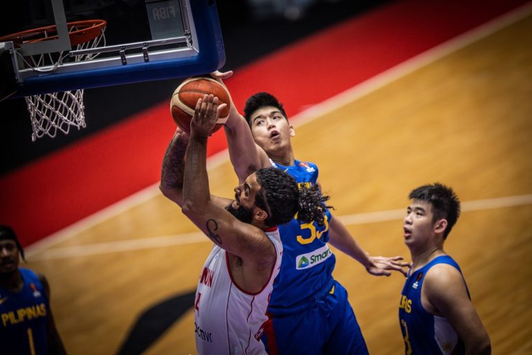 Carl Tamayo of the Philippines blocks a shot attempt by Karim Ezzedine of Lebanon in their FIBA Asia Cup duel on Wednesday, July 13, 2022. Lebanon defeated Gilas Pilipinas, 95-80. [photo credit: FIBA.com]