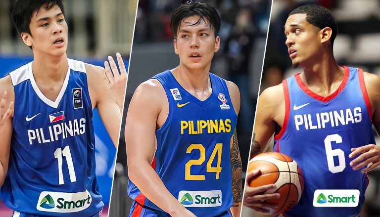 (L-R) Kai Sotto, Dwight Ramos and Jordan Clarkson