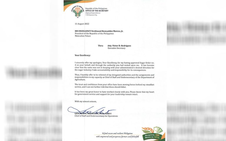 DA USec. Sebastian resigns from post after ‘illegal’ sugar import order