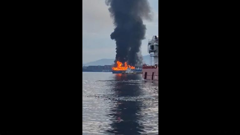 Passenger vessel carrying 82 persons catches fire