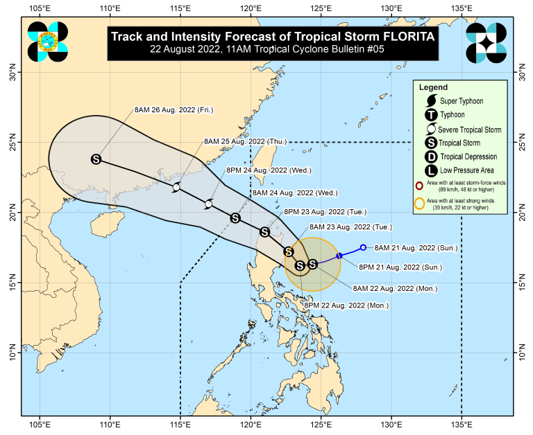 Florita now a tropical storm; Signal no. 2 up Cagayan Valley, Aurora areas