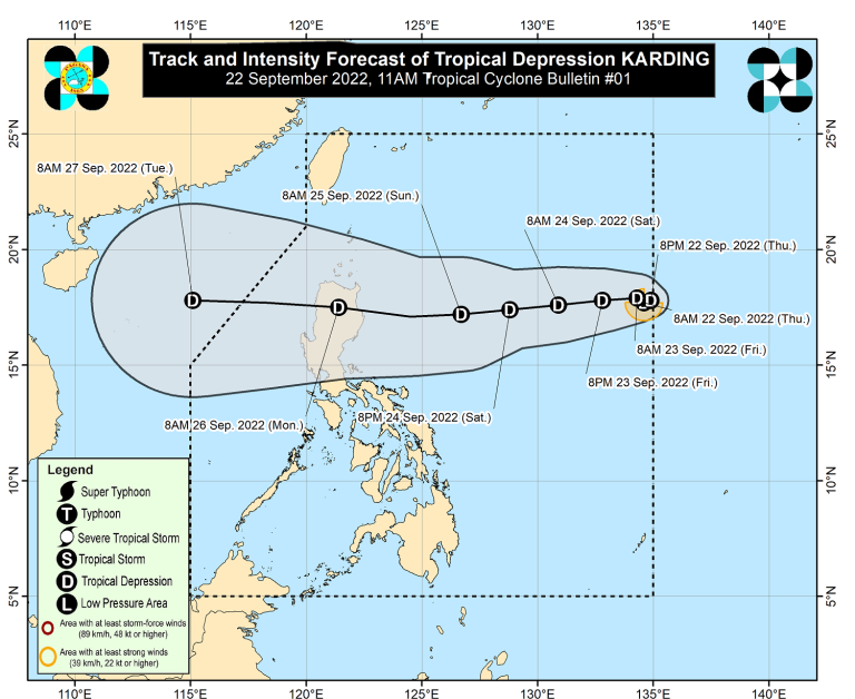 LPA east of Central Luzon now TD Karding