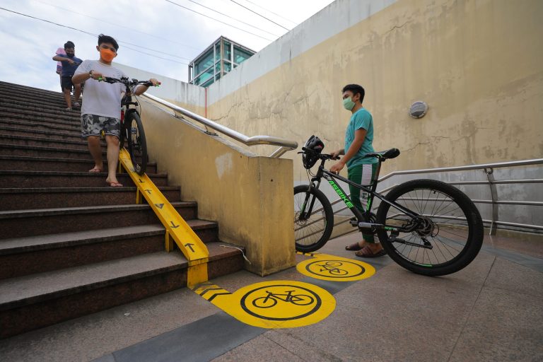Bike ramps installed in footbridges, underpass in Quezon City