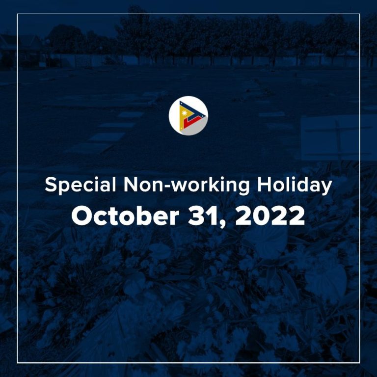 Oct. 31 declared special non-working holiday
