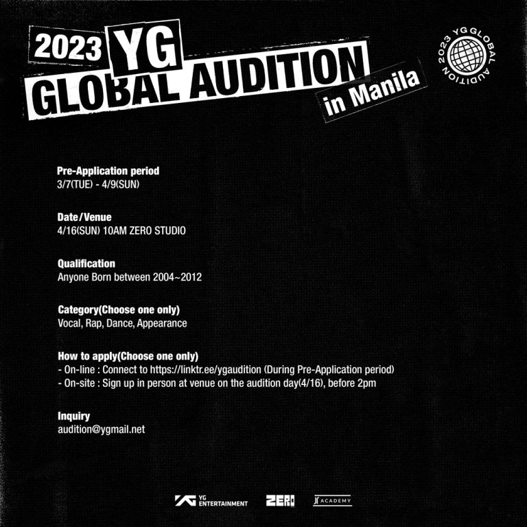 YG Entertainment to hold audition in PH