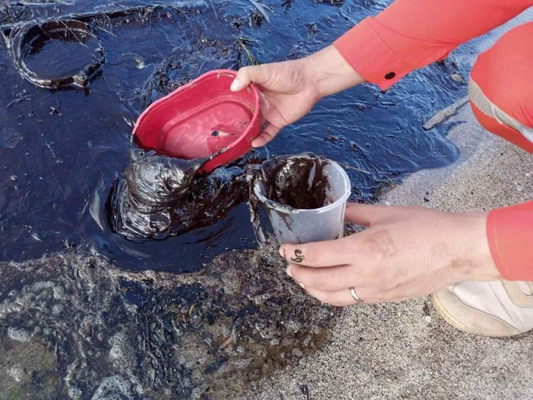 RACE AGAINST TIME. The Philippine Coast Guard-Region 6 (Western Visayas) shared this photo of its oil spill monitoring in Caluya, Antique on Saturday (March 4, 2023). They said the oil leak from the tanker M/T Princess Empress, which sank off the coast of Naujan, Oriental Mindoro, is starting to affect Sitio Sabang in Barangay Tinogboc (1 km.); Liwagao Island in Barangay Sibolo (2 km.); and Sitio Tambak in Barangay Semirara (2 km.). (Courtesy of PCG-WV via PNA)