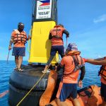 The Philippine Coast Guard (PCG) installs additional buoys in the Kalayaan Island Group, May 2023. (Photo courtesy of PCG)