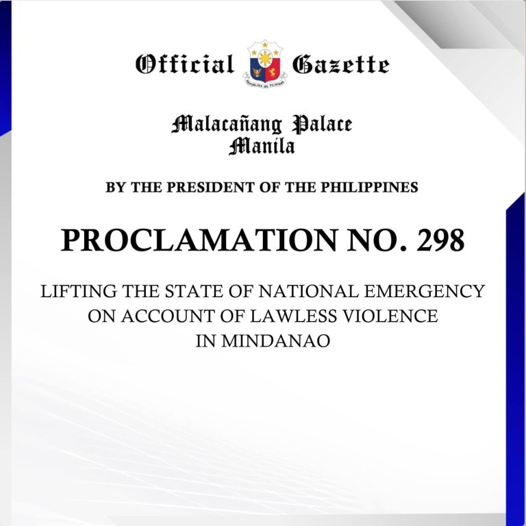 National emergency on lawlessness in Mindanao lifted