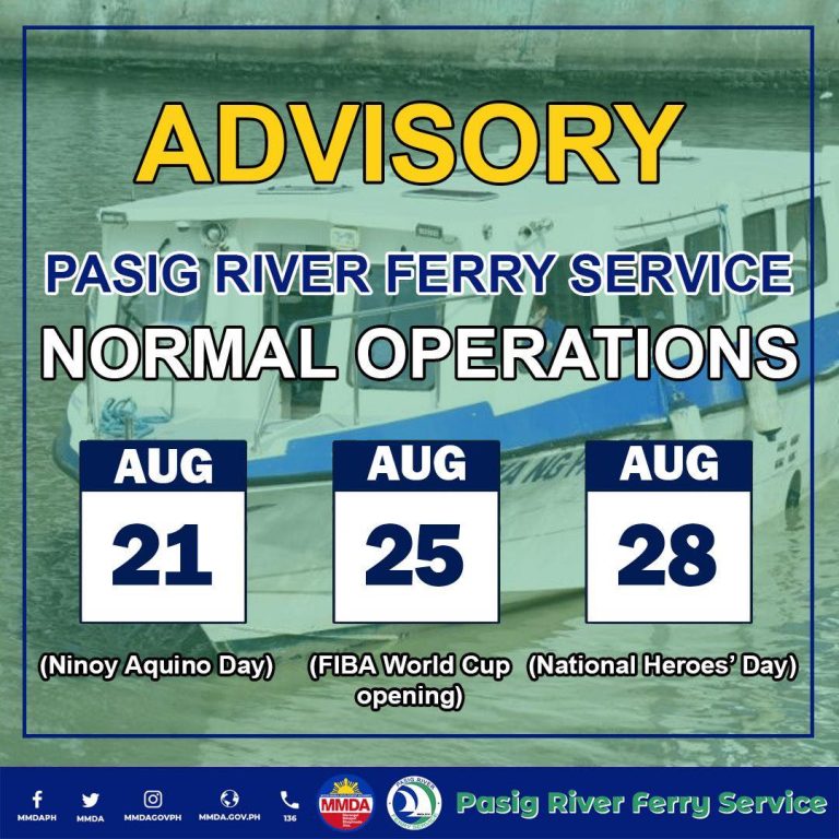 Pasig River Ferry to continue normal ops during long weekends