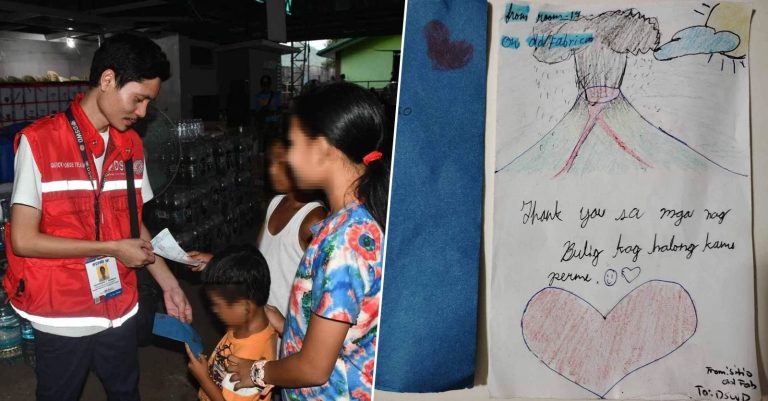 Social workers receive ‘thank you’ cards from Kanlaon displaced kids