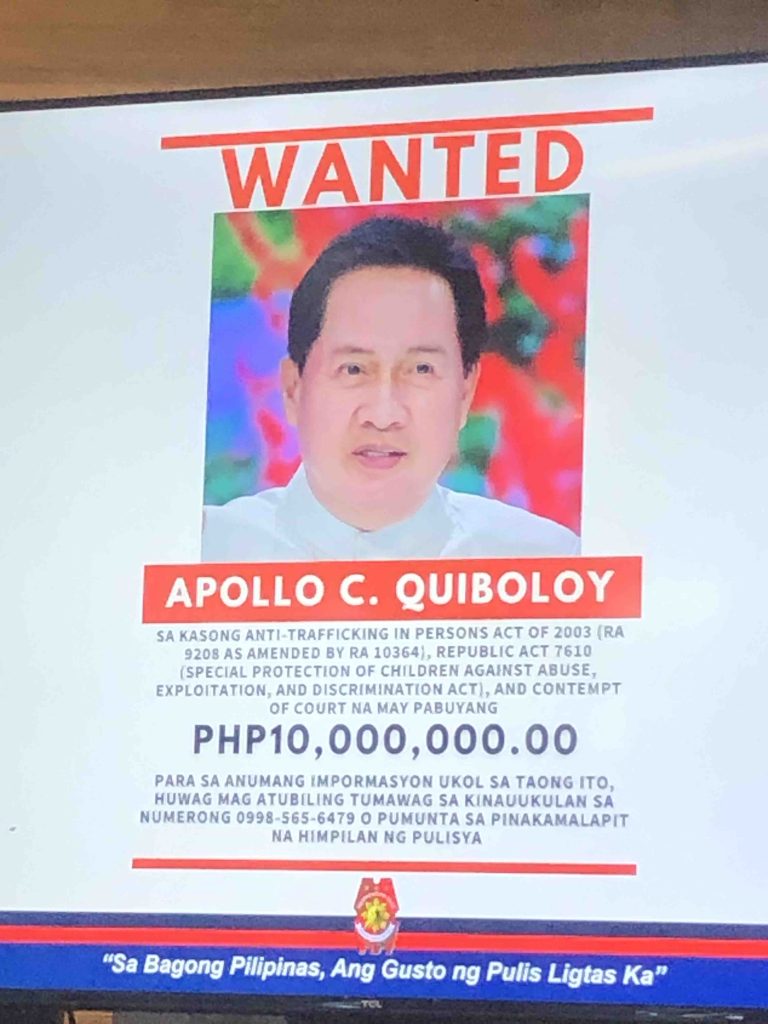 P10-M bounty up for arrest of Quiboloy