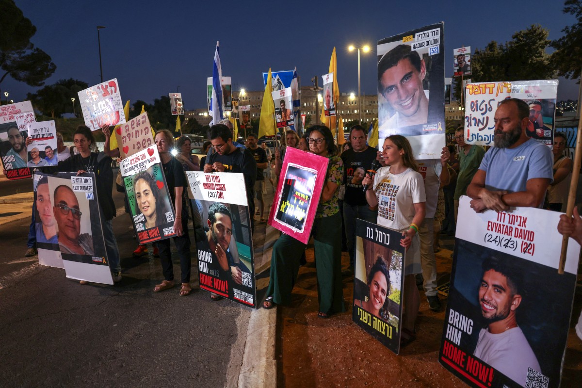 ISRAEL-PALESTINIAN-CONFLICT-HOSTAGES-PROTEST